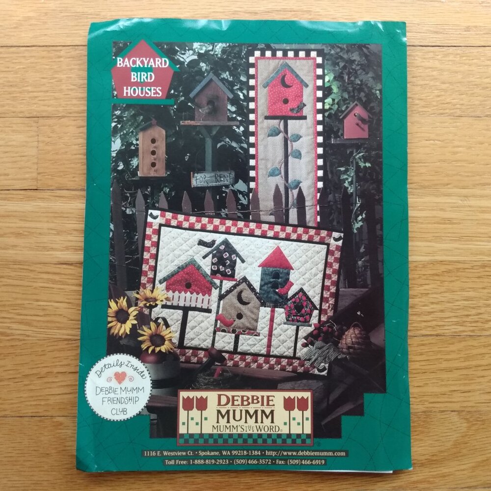 Vintage 90s Birdhouse Quilt Sewing Pattern Wallhanging "Backyard Birdhouses" Deb